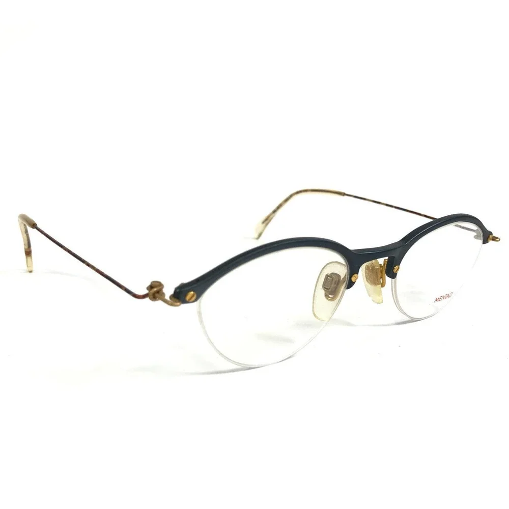 Vintage Menrad Eyeglasses Frames 1453 310 Blue Tortoise Oval Half Rim 47-20-140
